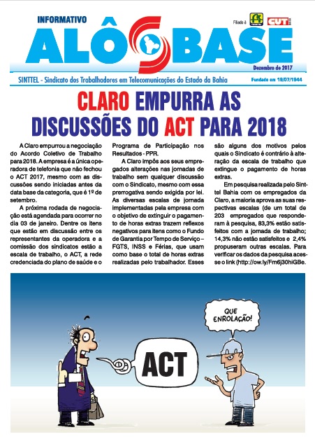 Claro empurra as discussÃµes do ACT para 2018